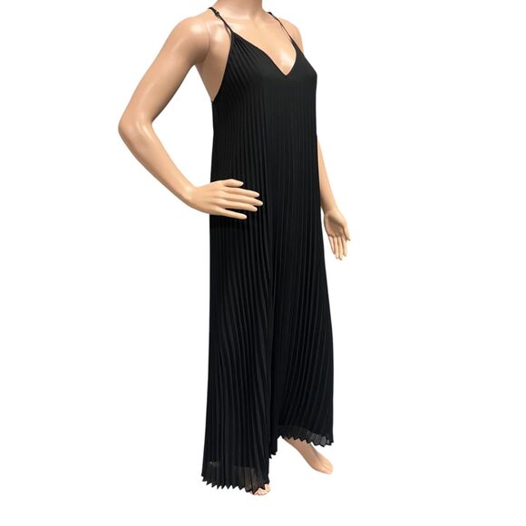 VICTORIA'S SECRET Black Strappy Maxi Gown Dress Accordian Pleats Sz S/P - Picture 2 of 7